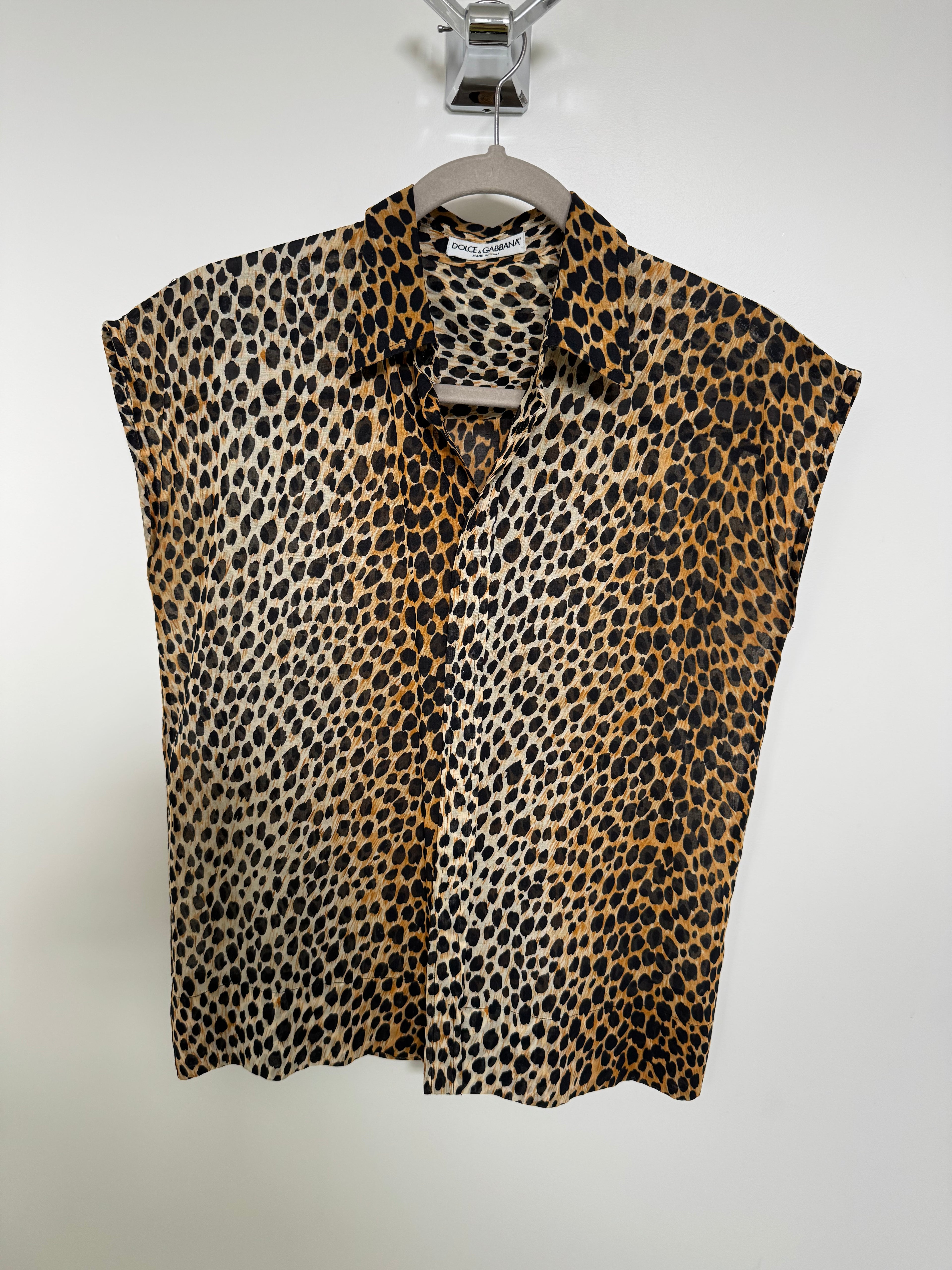 Vintage Dolce & Gabbana Sheer Leopard Print Blouse