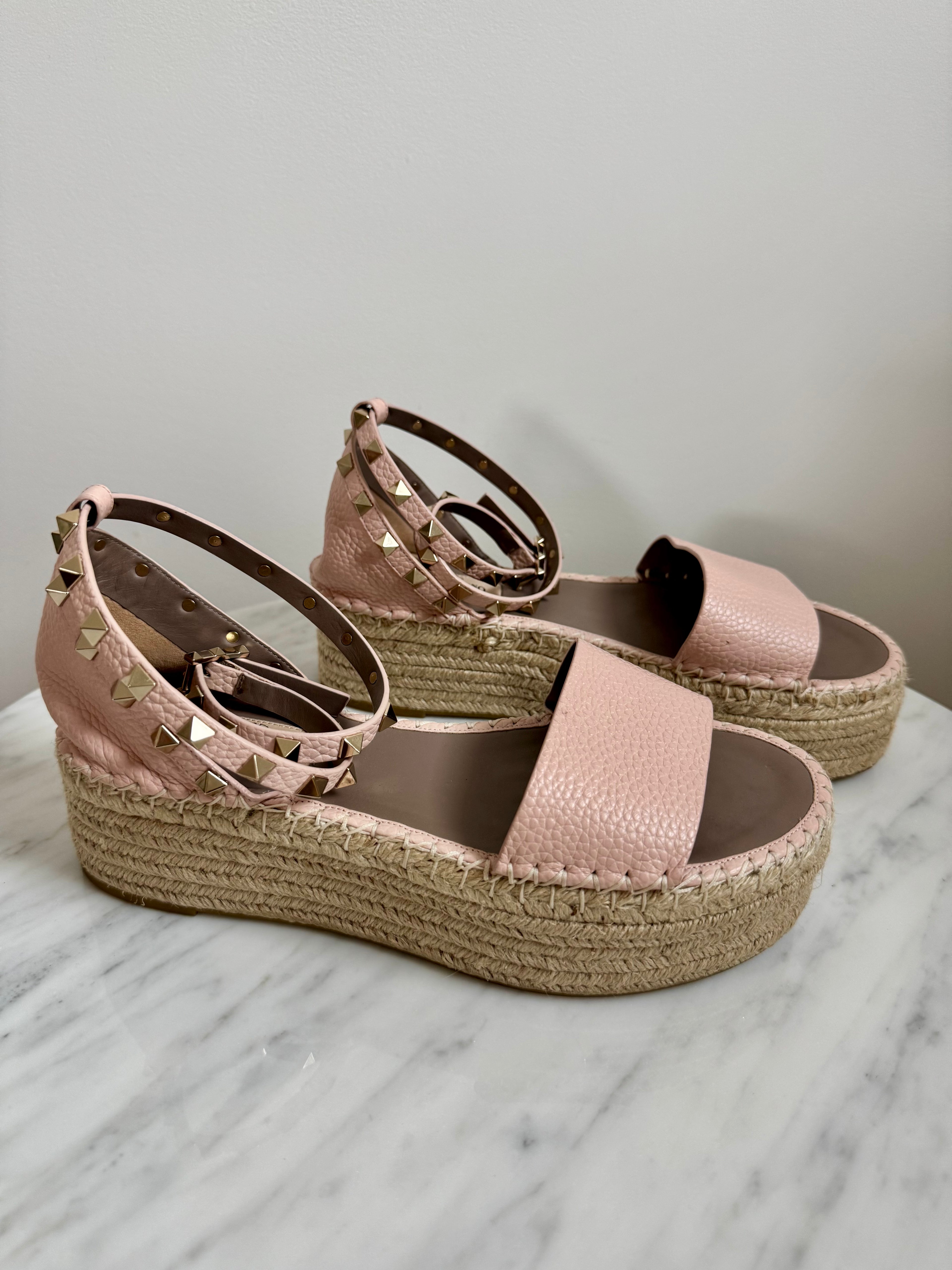 Valentino Garavani Pink Studded Platform Sandals