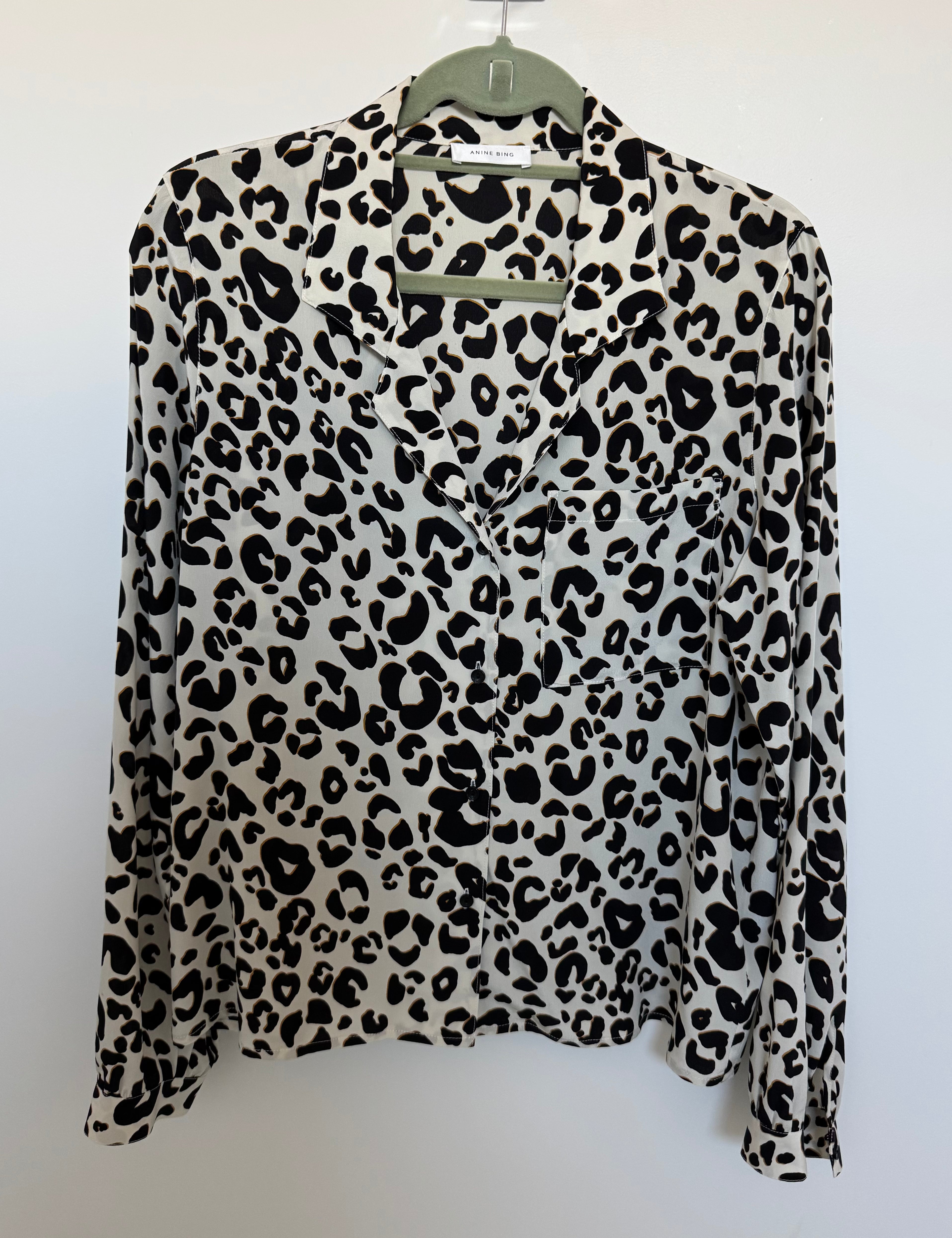 Anine Bing 100% Silk Button Down Blouse
