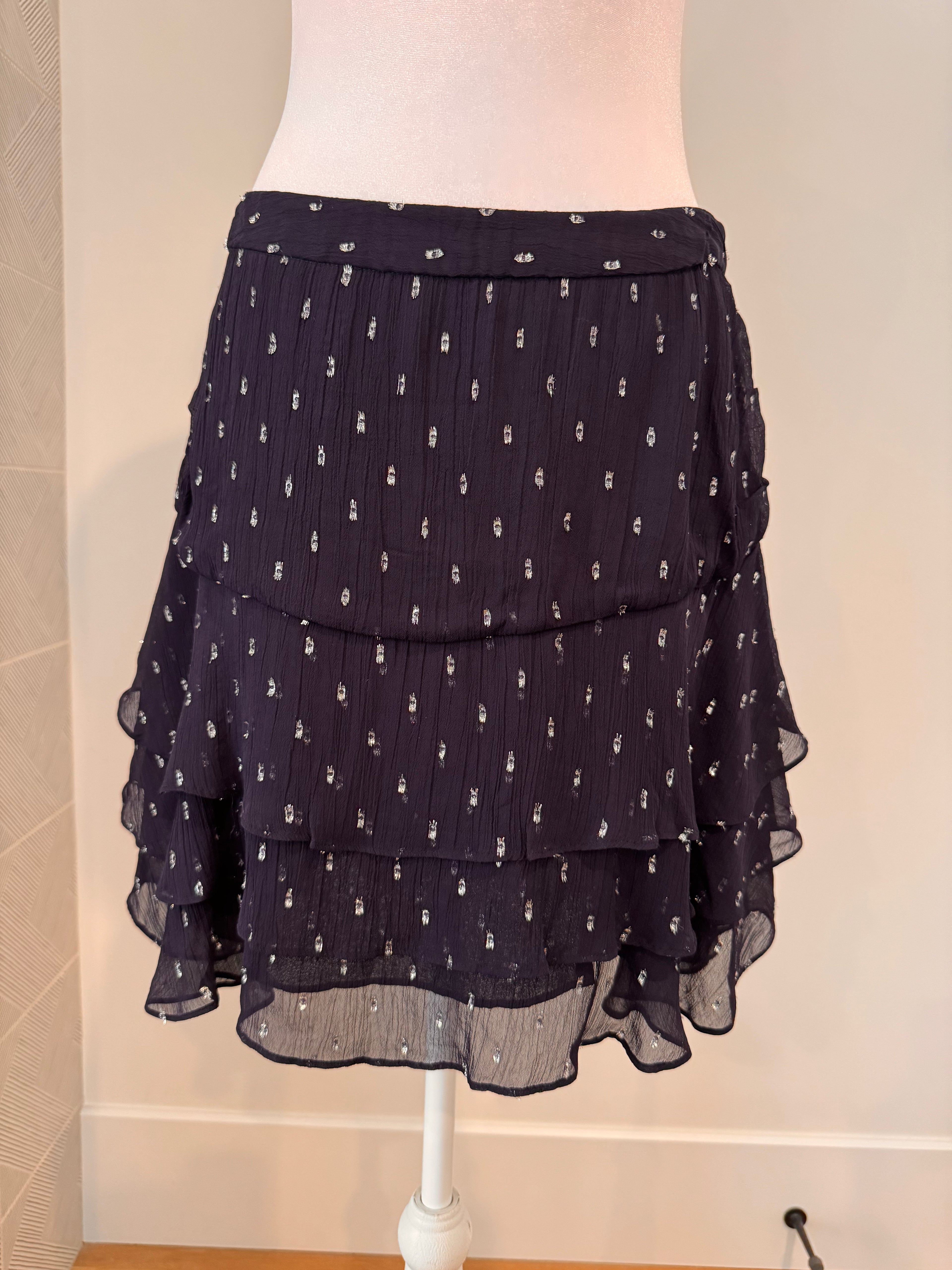 Kooples Navy Tiered Skirt